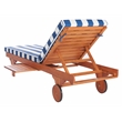 Safavieh Pacifica 3 Piece Wood Lounge Set in Natural / Royal Blue