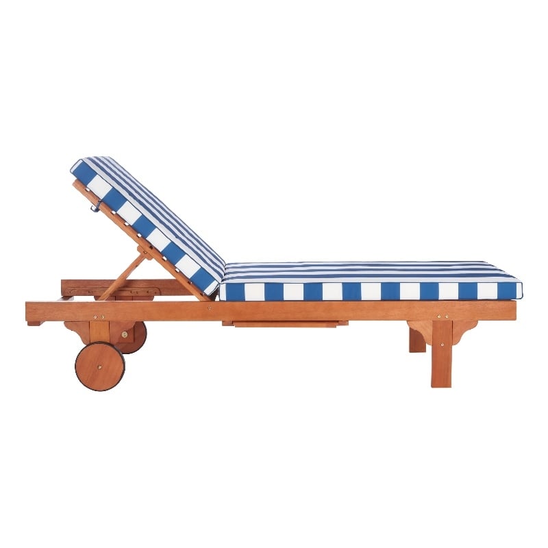 Safavieh Pacifica 3 Piece Wood Lounge Set in Natural / Royal Blue
