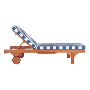 Safavieh Pacifica 3 Piece Wood Lounge Set in Natural / Royal Blue