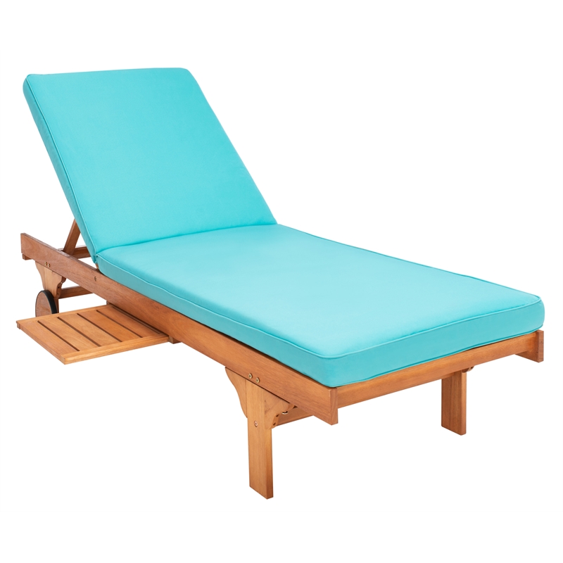 Safavieh Newport Wood Lounge Chair in Natural / Aqua