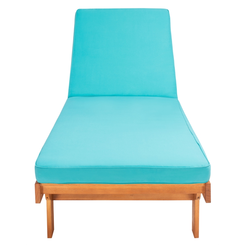 Safavieh Newport Wood Lounge Chair in Natural / Aqua