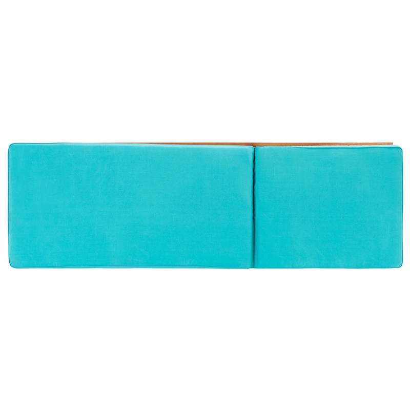 Safavieh Newport Wood Lounge Chair in Natural / Aqua