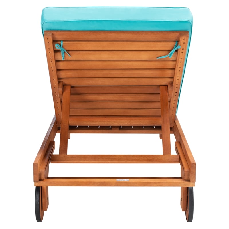 Safavieh Newport Wood Lounge Chair in Natural / Aqua