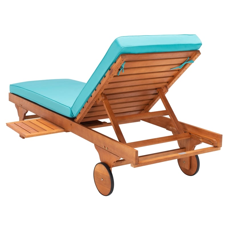 Safavieh Newport Wood Lounge Chair in Natural / Aqua