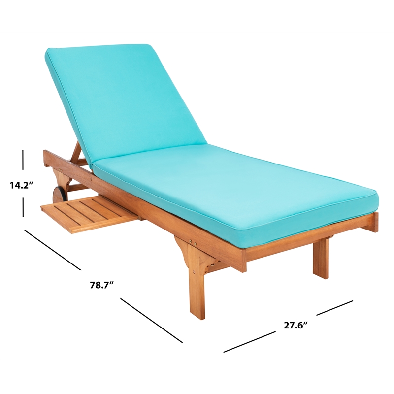Safavieh Newport Wood Lounge Chair in Natural / Aqua
