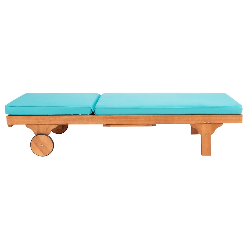 Safavieh Newport Wood Lounge Chair in Natural / Aqua