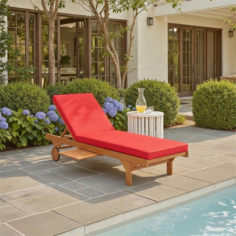 Safavieh Newport Wood Lounge Chair in Natural / Red
