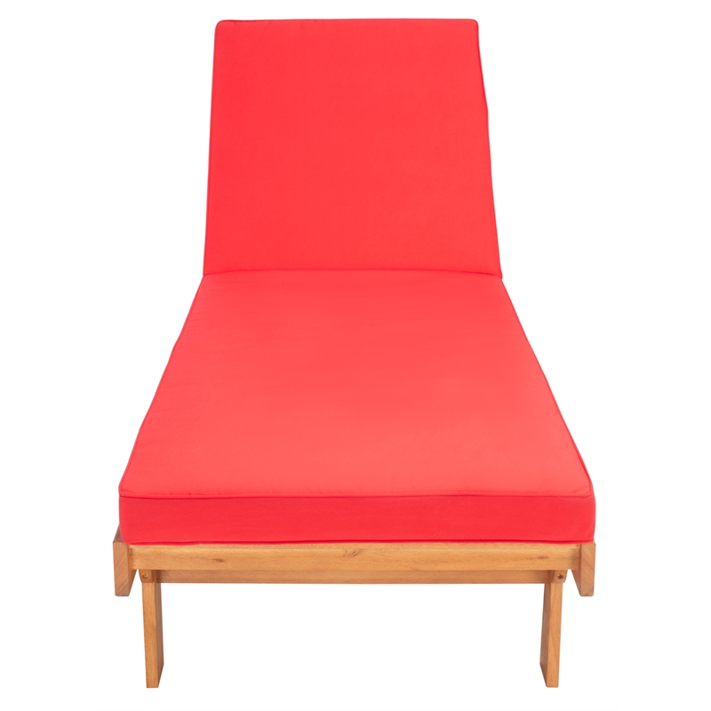 Safavieh Newport Wood Lounge Chair in Natural / Red
