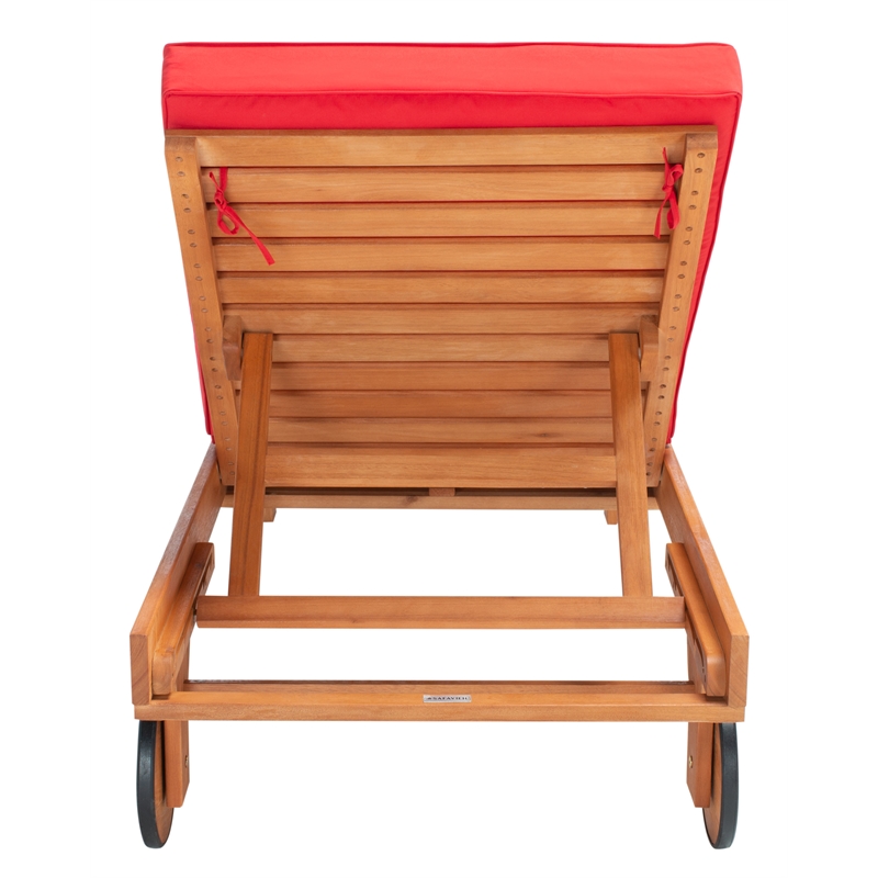Safavieh Newport Wood Lounge Chair in Natural / Red