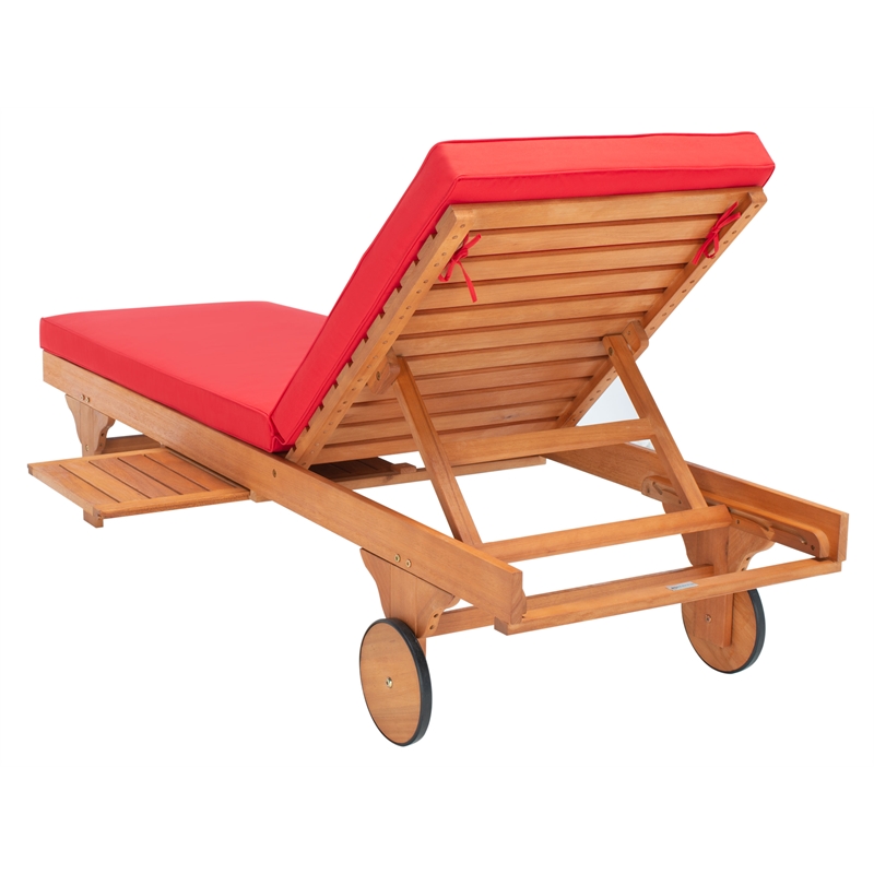 Safavieh Newport Wood Lounge Chair in Natural / Red
