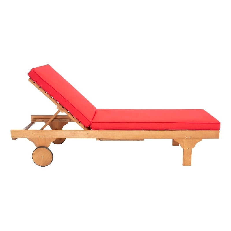 Safavieh Newport Wood Lounge Chair in Natural / Red