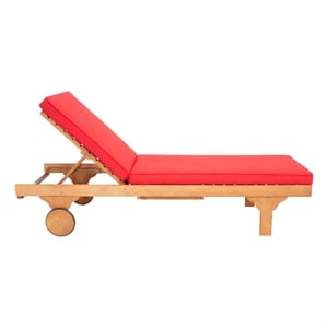 Safavieh Newport Wood Lounge Chair in Natural / Red