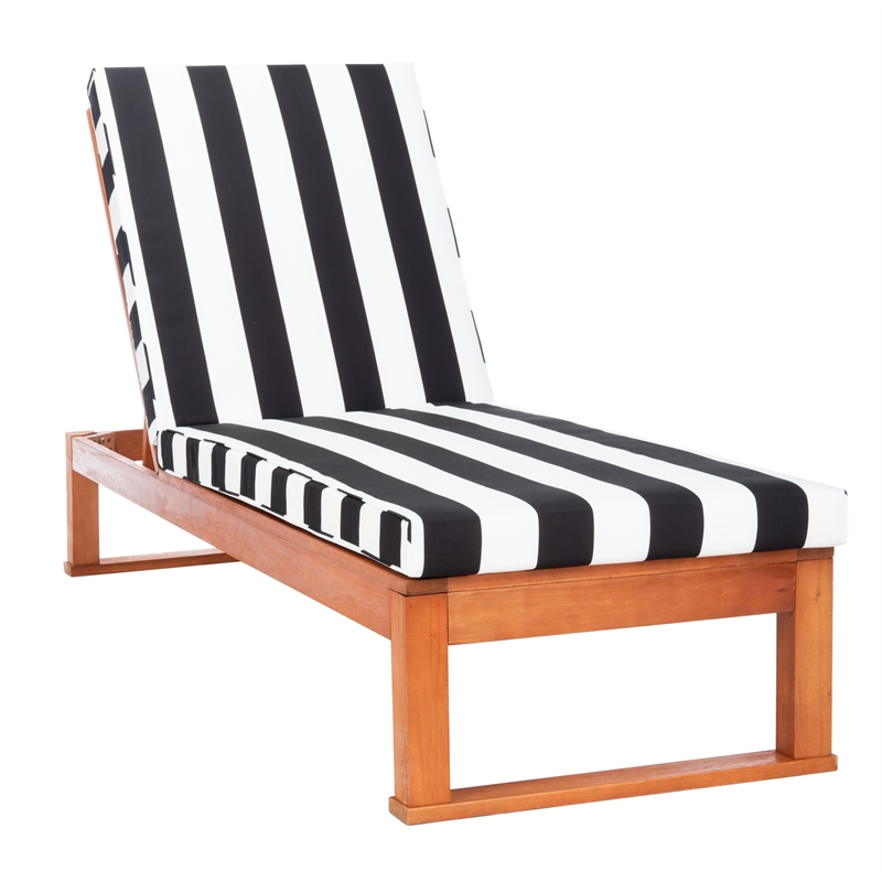 Safavieh Solano Wood and Fabric Sunlounger in Natural / Black