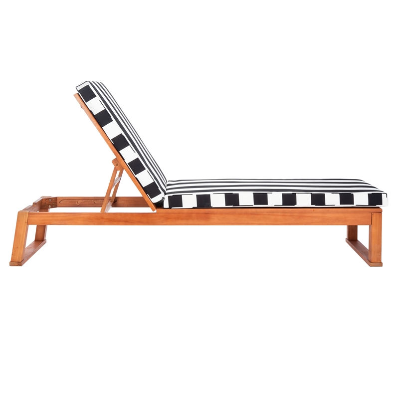 Safavieh Solano Wood and Fabric Sunlounger in Natural / Black