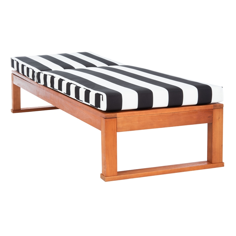Safavieh Solano Wood and Fabric Sunlounger in Natural / Black