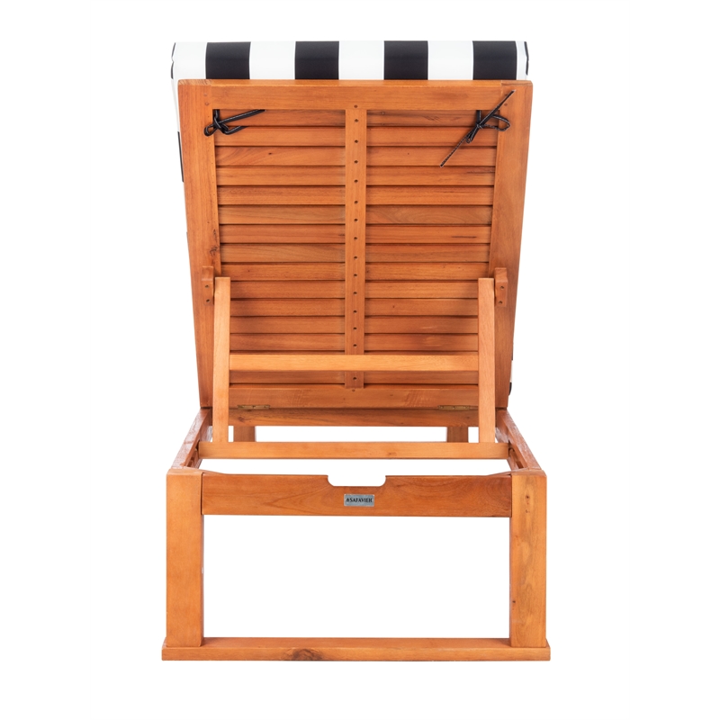 Safavieh Solano Wood and Fabric Sunlounger in Natural / Black