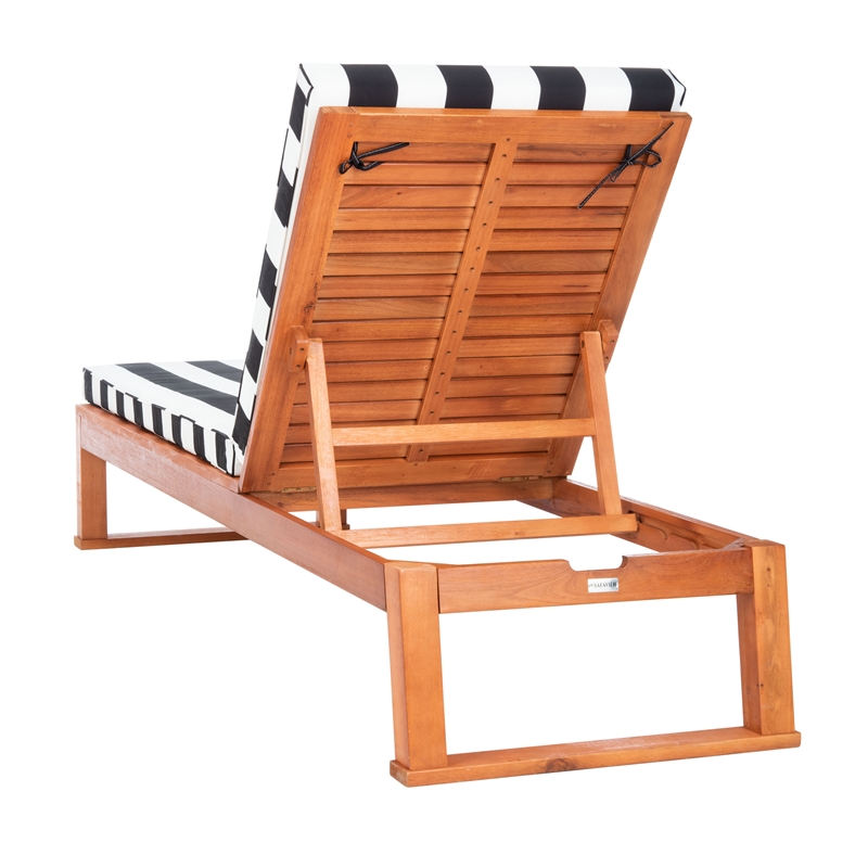 Safavieh Solano Wood and Fabric Sunlounger in Natural / Black