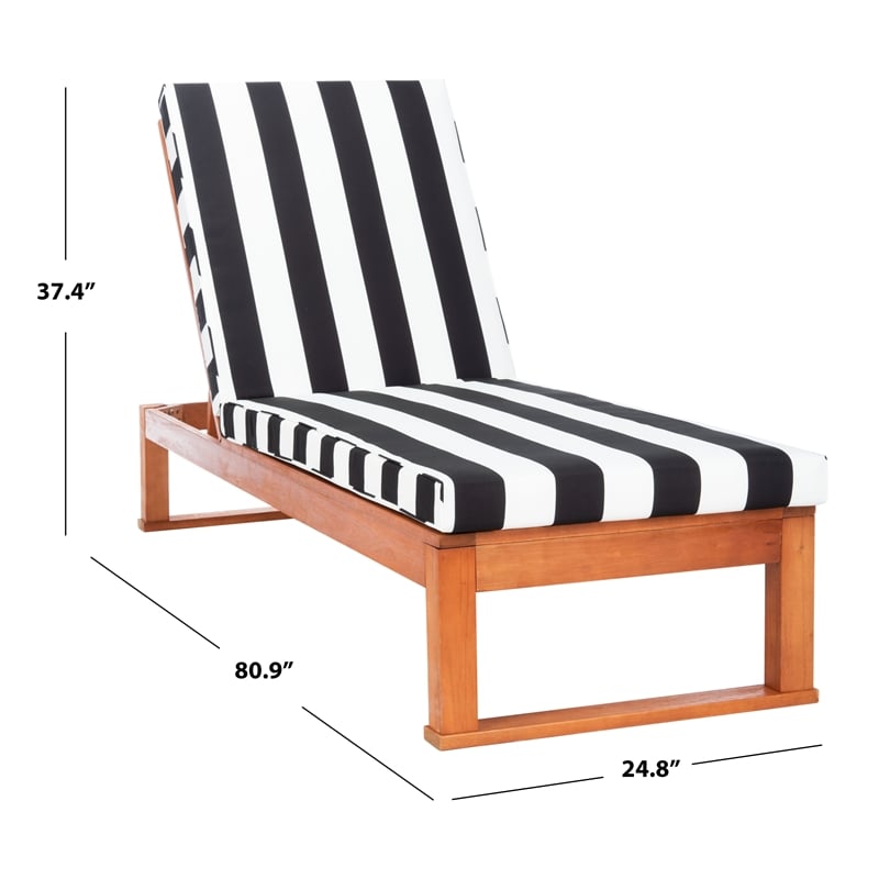 Safavieh Solano Wood and Fabric Sunlounger in Natural / Black