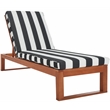 Safavieh Solano Wood and Fabric Sunlounger in Natural / Navy