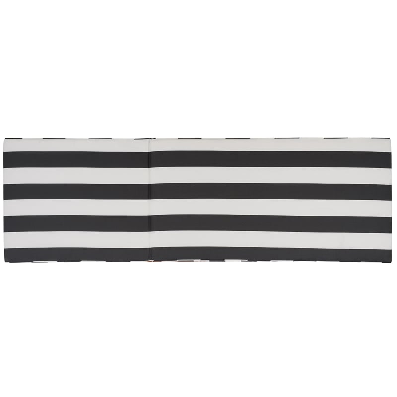Safavieh Solano Wood and Fabric Sunlounger in Natural / Navy
