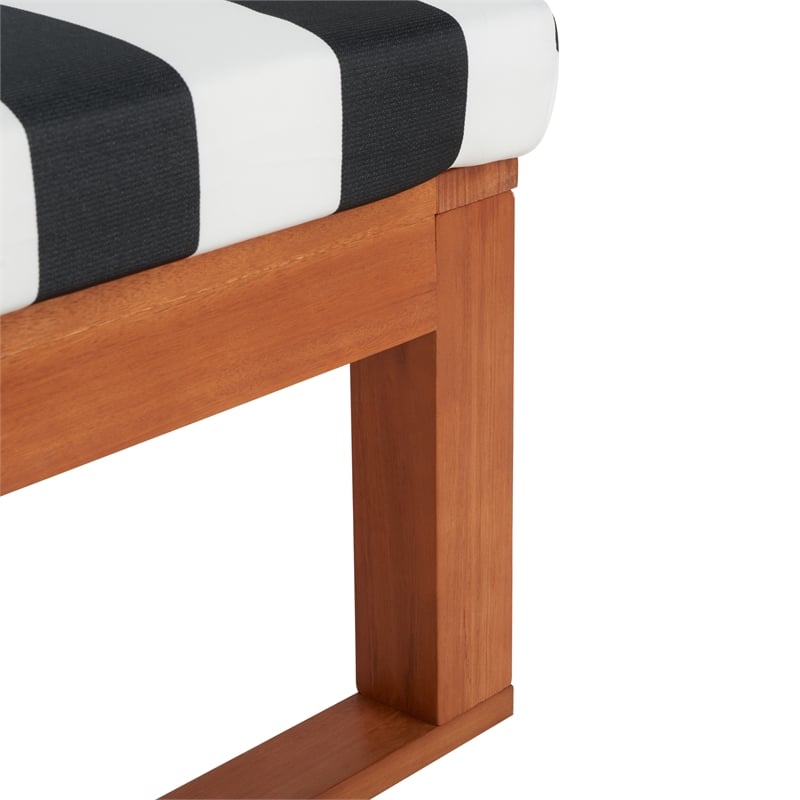 Safavieh Solano Wood and Fabric Sunlounger in Natural / Navy
