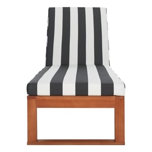 Safavieh Solano Wood and Fabric Sunlounger in Natural / Navy