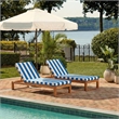 Safavieh Solano Wood and Fabric Sunlounger in Natural / Royal Blue