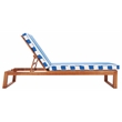 Safavieh Solano Wood and Fabric Sunlounger in Natural / Royal Blue