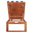 Safavieh Solano Wood and Fabric Sunlounger in Natural / Royal Blue