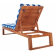 Safavieh Solano Wood and Fabric Sunlounger in Natural / Royal Blue
