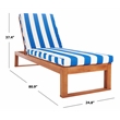 Safavieh Solano Wood and Fabric Sunlounger in Natural / Royal Blue