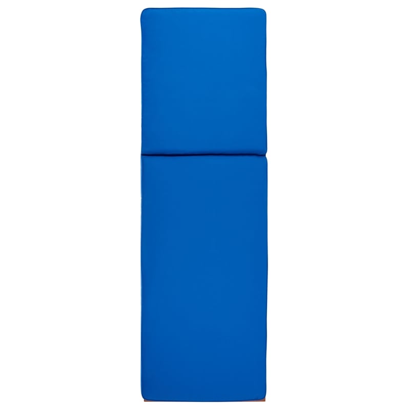 Safavieh Solano Wood and Fabric Sunlounger in Natural / Royal Blue