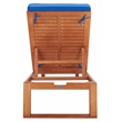 Safavieh Solano Wood and Fabric Sunlounger in Natural / Royal Blue