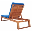 Safavieh Solano Wood and Fabric Sunlounger in Natural / Royal Blue