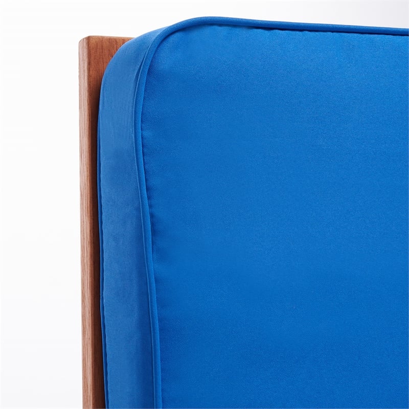 Safavieh Solano Wood and Fabric Sunlounger in Natural / Royal Blue