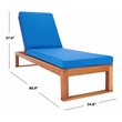 Safavieh Solano Wood and Fabric Sunlounger in Natural / Royal Blue