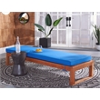 Safavieh Solano Wood and Fabric Sunlounger in Natural / Royal Blue