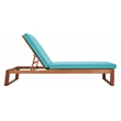Safavieh Solano Wood and Fabric Sunlounger in Natural / Aqua
