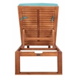 Safavieh Solano Wood and Fabric Sunlounger in Natural / Aqua
