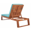 Safavieh Solano Wood and Fabric Sunlounger in Natural / Aqua