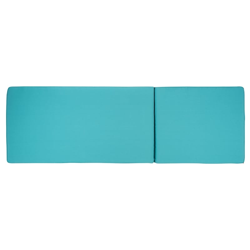 Safavieh Solano Wood and Fabric Sunlounger in Natural / Aqua