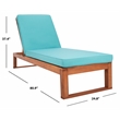 Safavieh Solano Wood and Fabric Sunlounger in Natural / Aqua