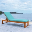 Safavieh Solano Wood and Fabric Sunlounger in Natural / Aqua