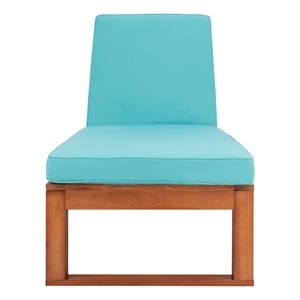 Safavieh Solano Wood and Fabric Sunlounger in Natural / Aqua