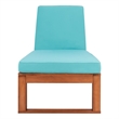 Safavieh Solano Wood and Fabric Sunlounger in Natural / Aqua