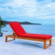 Safavieh Solano Wood and Fabric Sunlounger in Natural / Red