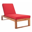Safavieh Solano Wood and Fabric Sunlounger in Natural / Red