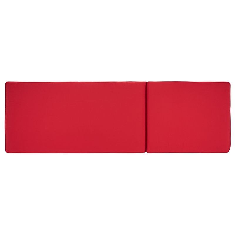 Safavieh Solano Wood and Fabric Sunlounger in Natural / Red