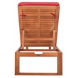 Safavieh Solano Wood and Fabric Sunlounger in Natural / Red