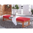 Safavieh Solano Wood and Fabric Sunlounger in Natural / Red
